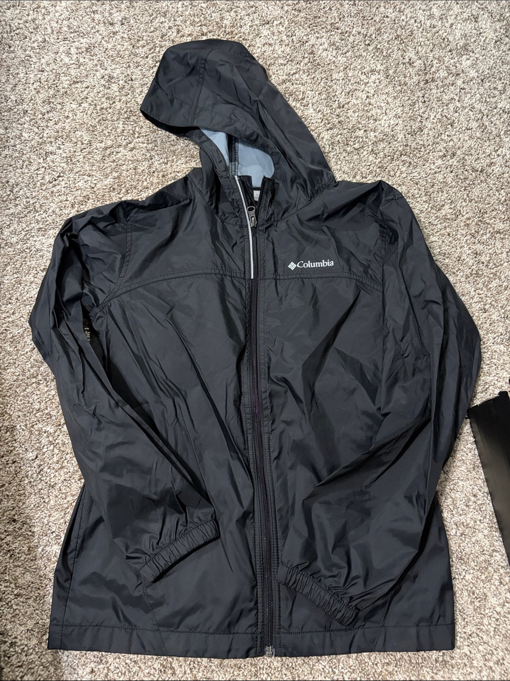 Columbia Kids Black Hooded Rain Jacket